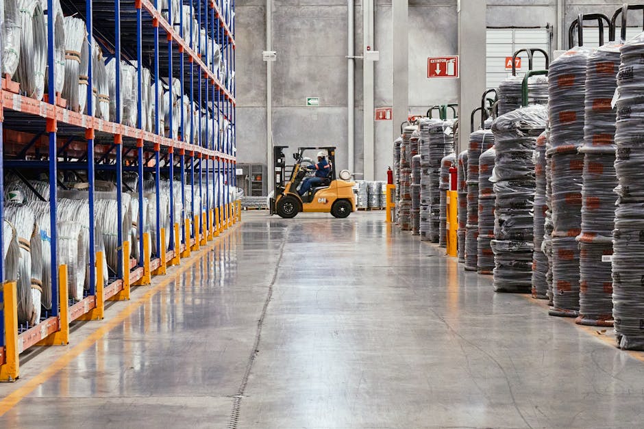 widok na nowocześnie zarządzany magazyn logistyczny z drobnicą gotową do wysyłki